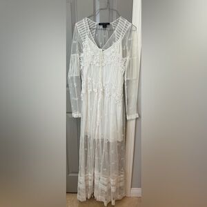 French Connection Embroidered Cherise Lace Maxi Dress